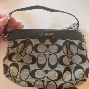 Beautiful coach mini bag wristlet blue silk inside